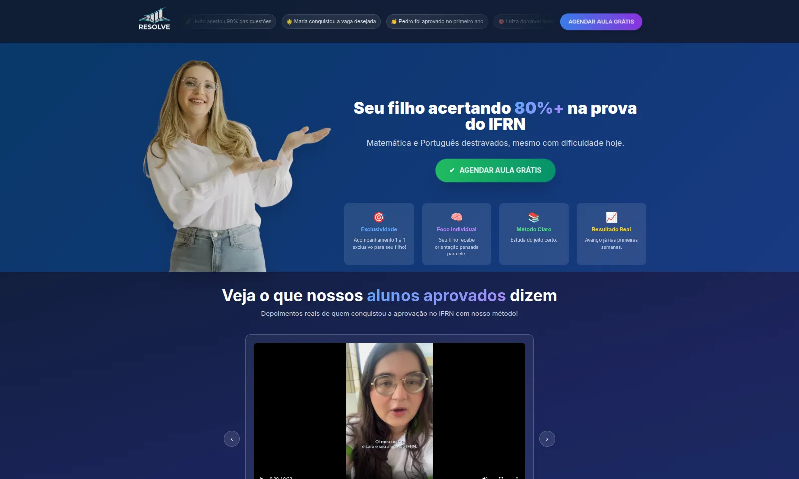 Resolve - Landing Page WhatsApp & Moodle